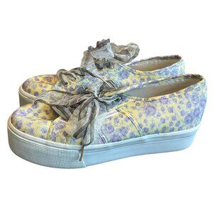 Superga x LoveShackFancy Purple Yellow Floral Sneakers Tennis Shoes Platform 8